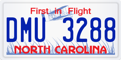 NC license plate DMU3288