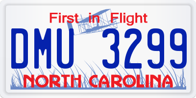 NC license plate DMU3299