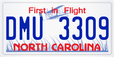 NC license plate DMU3309