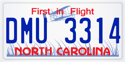NC license plate DMU3314