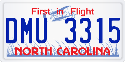 NC license plate DMU3315