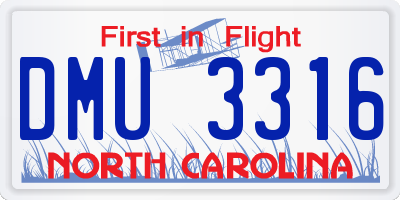 NC license plate DMU3316