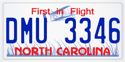 NC license plate DMU3346