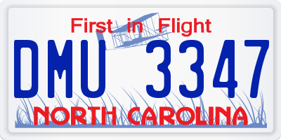 NC license plate DMU3347