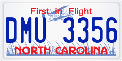 NC license plate DMU3356