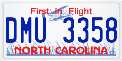 NC license plate DMU3358