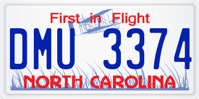 NC license plate DMU3374