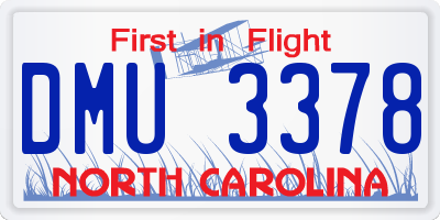 NC license plate DMU3378