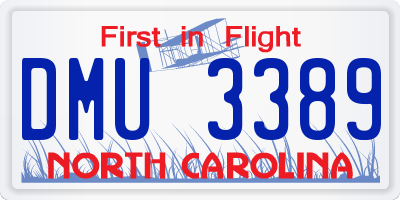 NC license plate DMU3389