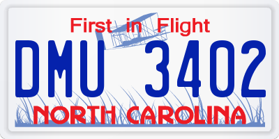 NC license plate DMU3402