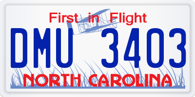 NC license plate DMU3403