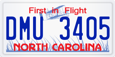 NC license plate DMU3405