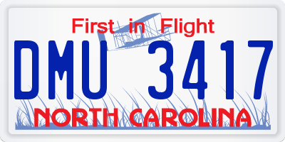 NC license plate DMU3417