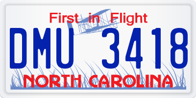 NC license plate DMU3418
