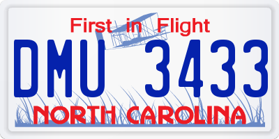 NC license plate DMU3433