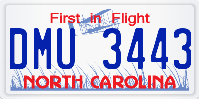 NC license plate DMU3443