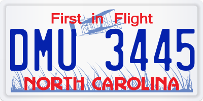 NC license plate DMU3445