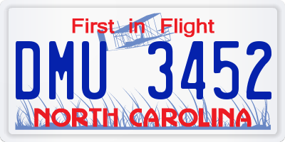 NC license plate DMU3452