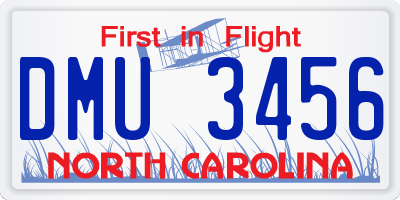 NC license plate DMU3456