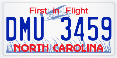 NC license plate DMU3459