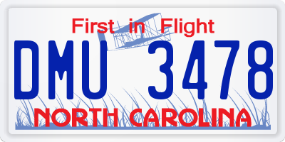 NC license plate DMU3478
