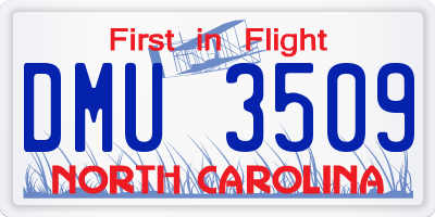 NC license plate DMU3509