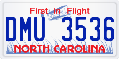NC license plate DMU3536