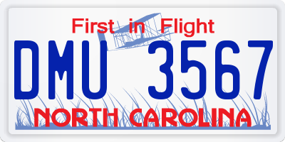 NC license plate DMU3567