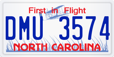 NC license plate DMU3574
