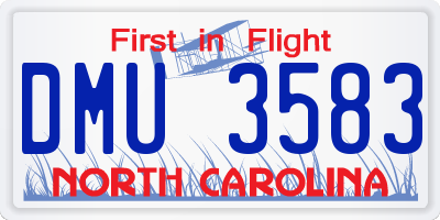 NC license plate DMU3583