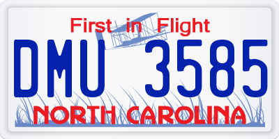 NC license plate DMU3585