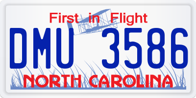 NC license plate DMU3586