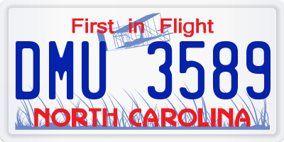 NC license plate DMU3589