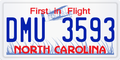 NC license plate DMU3593