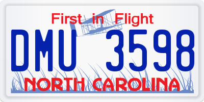 NC license plate DMU3598