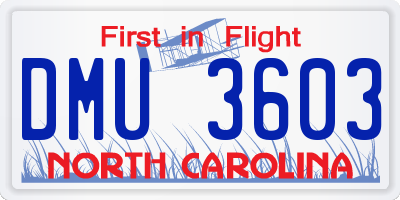 NC license plate DMU3603