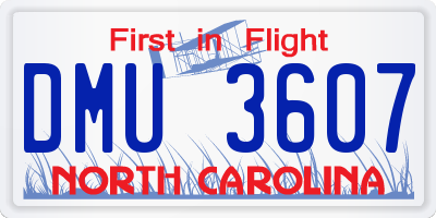 NC license plate DMU3607