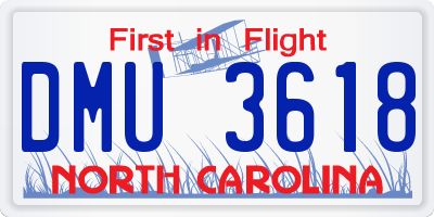 NC license plate DMU3618