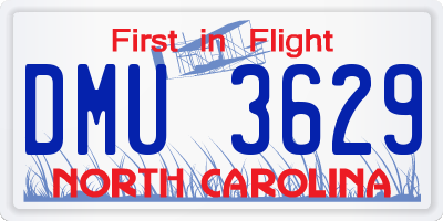 NC license plate DMU3629