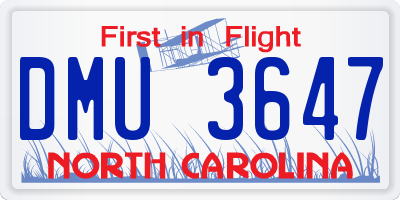 NC license plate DMU3647