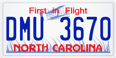 NC license plate DMU3670