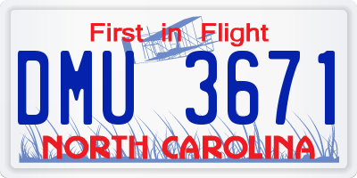 NC license plate DMU3671