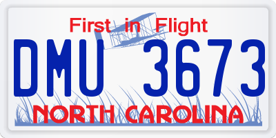 NC license plate DMU3673