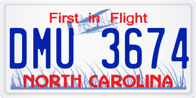 NC license plate DMU3674