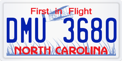 NC license plate DMU3680