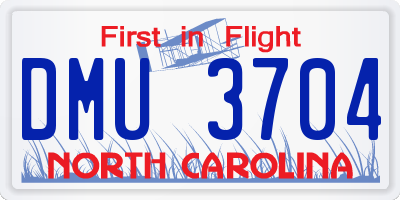 NC license plate DMU3704