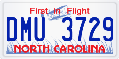 NC license plate DMU3729
