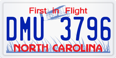 NC license plate DMU3796