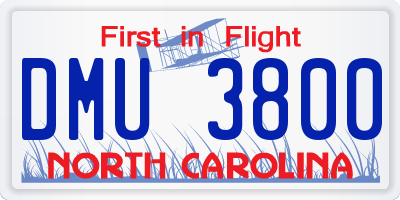 NC license plate DMU3800