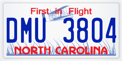 NC license plate DMU3804
